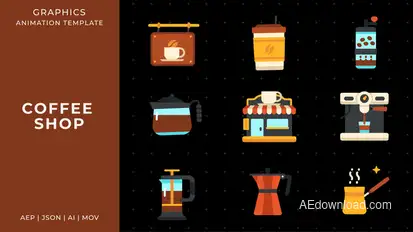 Coffee shop graphic animation template | After Effects Elements template preview