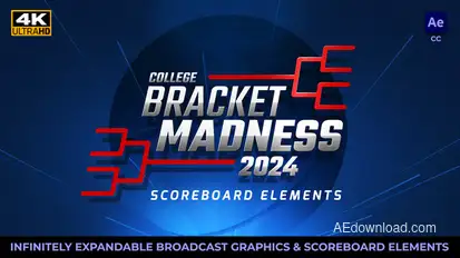 College Basketball Bracket Madness Scoreboard Elements broadcast-packages template preview