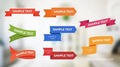 Colored ribbons with text Elements template preview