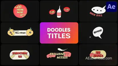 Colorful Doodle Titles for After Effects Titles template preview