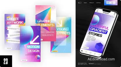 Colorful Gradient Instagram Stories Video Displays template preview