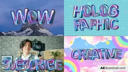 Videohive Colorful holographic 3D Balloon Letters Pack Video Displays template preview