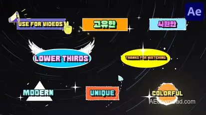 Colorful Stickers Lower Thirds for After Effects Elements template preview