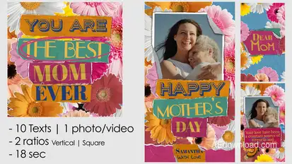 Colourful Mother Day Video Displays template preview