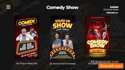 Comedy Show Instagram Reels Openers template preview