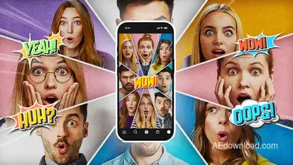 Comic Multi Split Screen Reactions Openers template preview