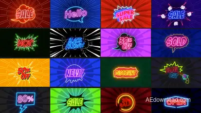 Comic Text Fx 5_Neon Sale Pack Titles template preview