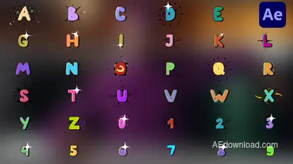 Comics Animated Alphabet Typeface for After Effects Elements template preview