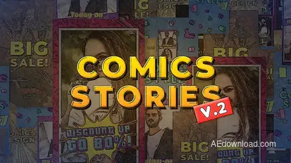 Comics Instagram Stories v.2 Elements template preview