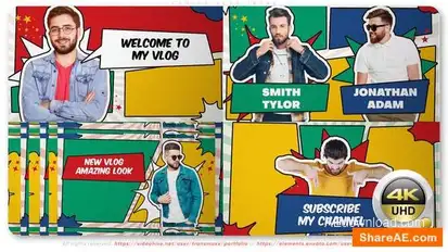 Comics Vlog Intro Openers template preview