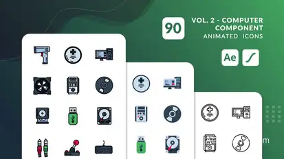 Computer Component Vol. 2 Animated Icons | After Effects Elements template preview
