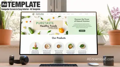 Computer Monitor Screen Mockup | 10 Scenes Set – Cozy Interior AE Template Video Displays template preview