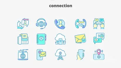 Connection- Filled Outline Animated Icons Titles template preview