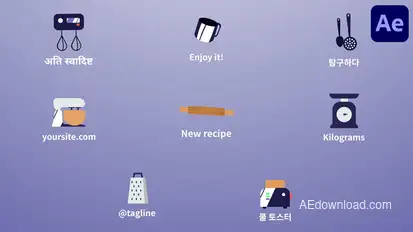 Cooking Icons And Titles for After Effects Titles template preview