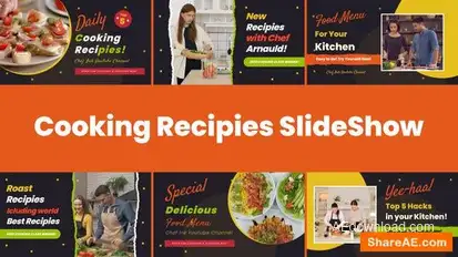Videohive Cooking Recipes Food Slideshow After Effects Template Video Displays template preview