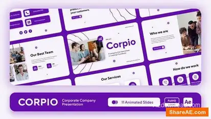 Corpio - Startup and Company Pitch Deck Presentation Openers template preview