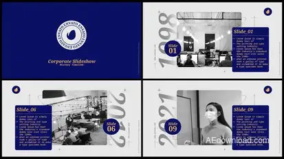 Corporate Slides // History Timeline Video Displays template preview