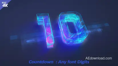 Countdown Digits Hightech Black Logo Stings template preview