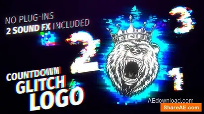 Countdown Glitch Logo Logo Stings template preview