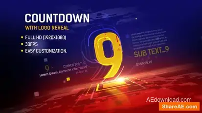 Countdown with Logo Reveal Openers template preview