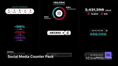 Counter - Social Media Counter Pack After Effects Template Elements template preview