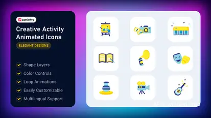 Creative Activity Animated Icons Elements template preview