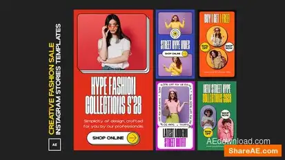Creative Fashion Sale Instagram Stories Openers template preview