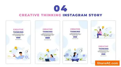 Videohive Creative Thinking Flat Character Instagram Story Elements template preview