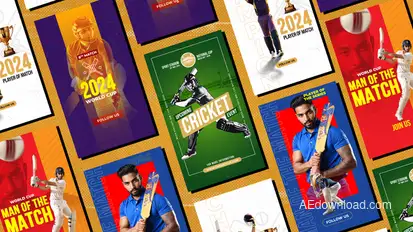 Cricket Sports Dynamic Instagram Stories Openers template preview