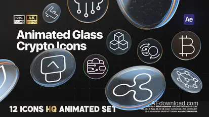 Crypto Glass Icons Pack Infographics template preview