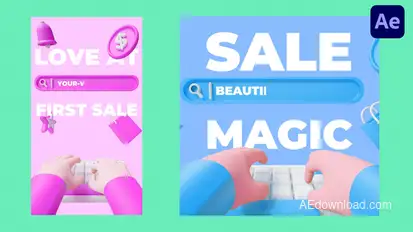 Cute 3D Sale Promo broadcast-packages template preview