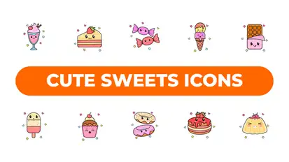 Cute Sweets Icons Elements template preview