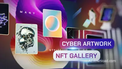 NFT Promo Slideshow for Digital Art Gallery – Vertical Scenes, 3D Shapes, Loop Animations Video Displays template preview