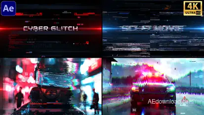 Cyber Glitch Trailer Video Displays template preview