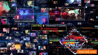 Cyber Network Intro and Transitions Openers template preview