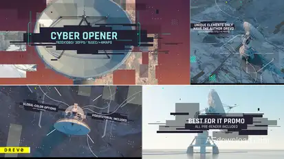 Cyber Opener/ Satellite Antenna/ IT Glitch/ 3D UI/Sci-fi Industrial/ Information Digital Technology broadcast-packages template preview