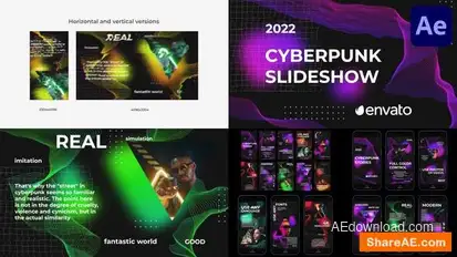 Cyberpunk Glitch Slideshow for After Effects Openers template preview