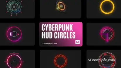 Cyberpunk HUD Circles for After Effects Elements template preview