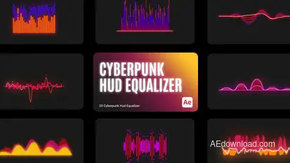 Cyberpunk HUD Equalizer for After Effects Elements template preview