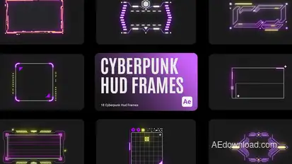 Cyberpunk HUD Frames for After Effects Elements template preview