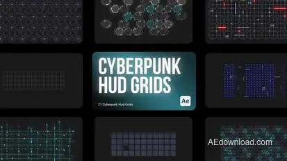 Cyberpunk HUD Grids for After Effects Elements template preview