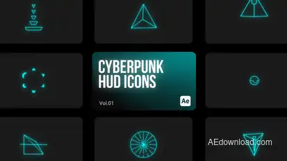 Cyberpunk HUD Icons 01 for After Effects Elements template preview