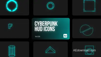 Cyberpunk HUD Icons 06 for After Effects Elements template preview