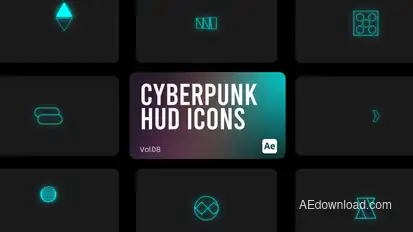 Cyberpunk HUD Icons 08 for After Effects Elements template preview