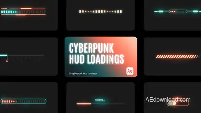 Cyberpunk HUD Loading for After Effects Elements template preview