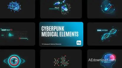 Cyberpunk HUD Medical Elements for After Effects Elements template preview