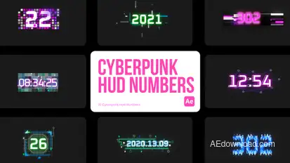 Cyberpunk HUD Numbers for After Effects Elements template preview