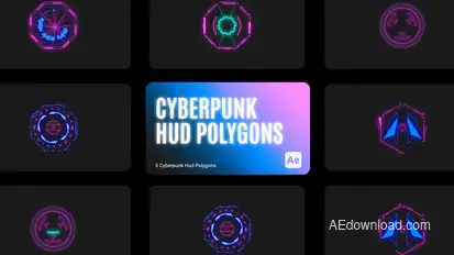 Cyberpunk HUD Polygons for After Effects Elements template preview