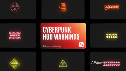 Cyberpunk HUD Warning for After Effects Elements template preview