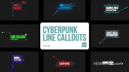 Cyberpunk Line Callouts for After Effects Titles template preview